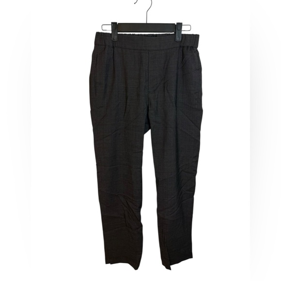 Nili Lotan Pants - Nili Lotan Gray Houndstooth Elastic Waist Wool Pants